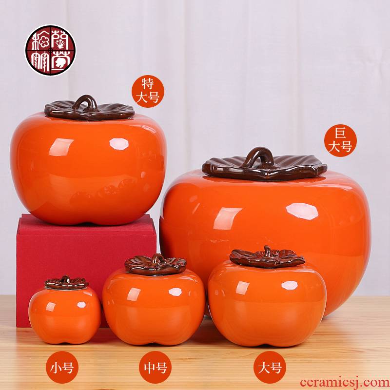 Persimmon tea pot sitting room is the best gift boxes all Persimmon ruyi simulation furnishing articles ceramic large super jumbo