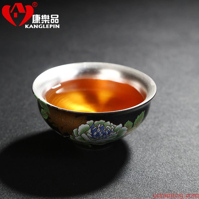 Recreation article 999 coppering. As small bowl silver sample tea cup silver cup kung fu fine silver cup ceramic tea light household