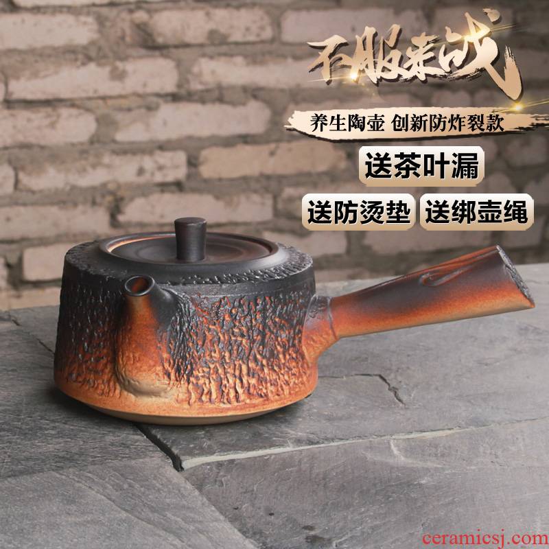 Inflammation of grain to coarse pottery clay POTS the boiled tea, the electric TaoLu kung fu tea set heat kettle large lateral teapot by hand