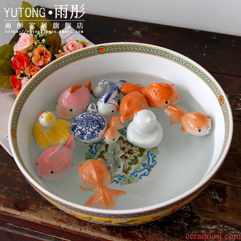 Ceramic duck fish swim world 】 【 the tortoise is home small goldfish furnishing articles can float in water tank and lovely