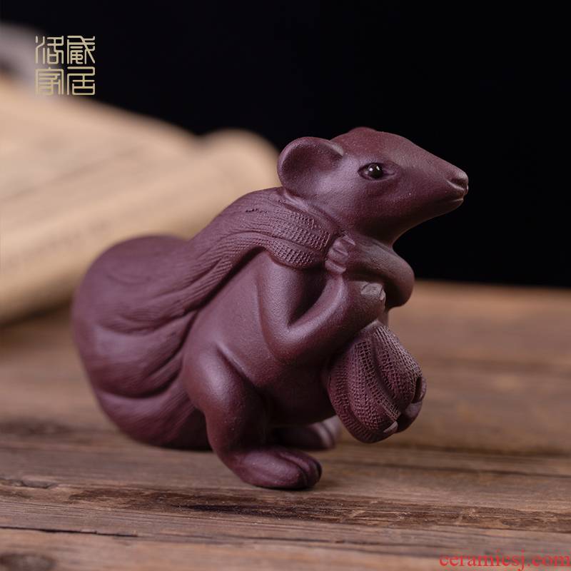 Pet small ornament, tea to keep fine purple zodiac Pet mouse mini play tea tea tea accessories