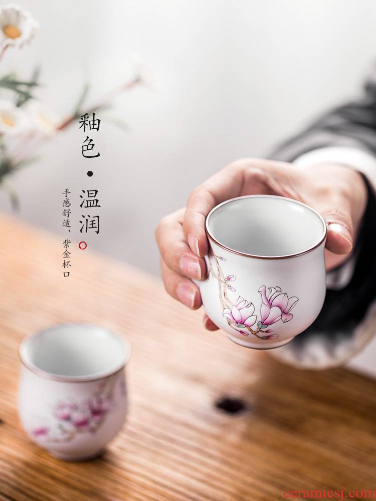 Jingdezhen ceramic sample tea cup master cup single CPU hand - made teacup high - end yulan for a cup of tea set gift boxes