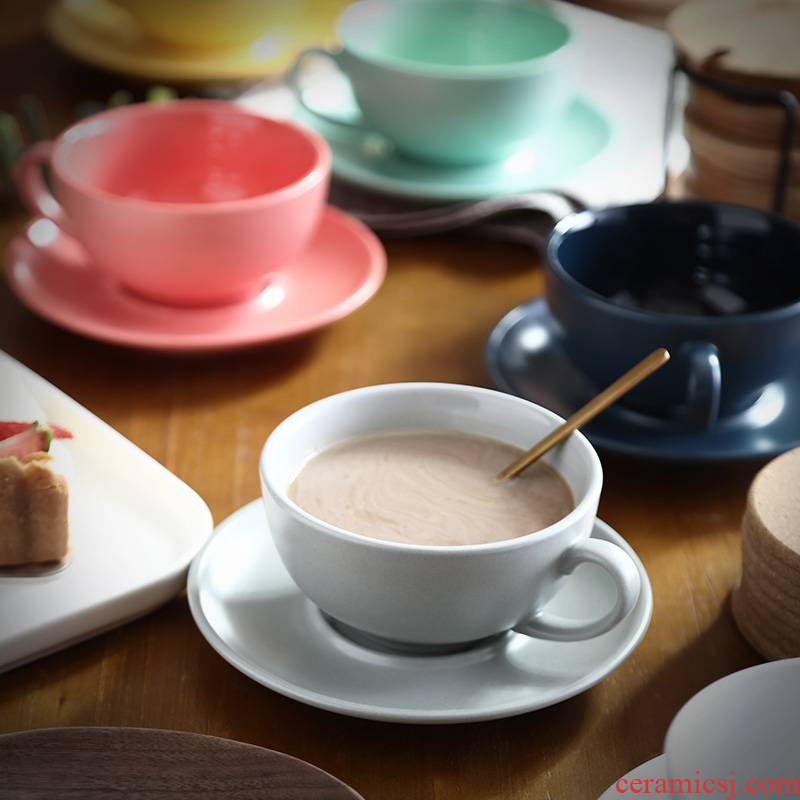 Creative contracted color matte enrolled porcelain coffee cup keller breakfast cup picking cups of coffee cup set