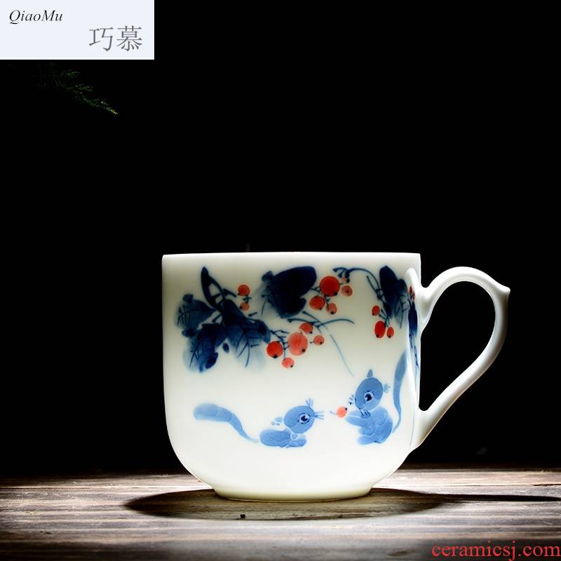 Qiao mu jingdezhen ceramic tea cup with cover cups filter office hand - made tea tea cup
