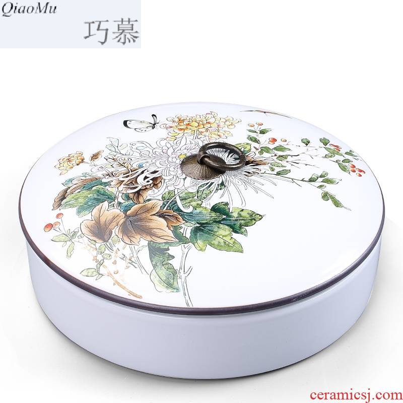 Qiao mu ceramic tea box of white tea is tea cake tin box packing box size seven loaves pu 'er tea pot