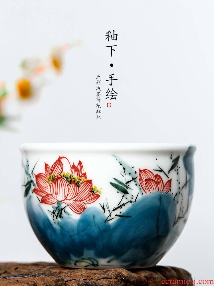 Jingdezhen hand - made lotus masters cup kung fu tea cup pure manual white porcelain sample tea cup single ceramic bowl