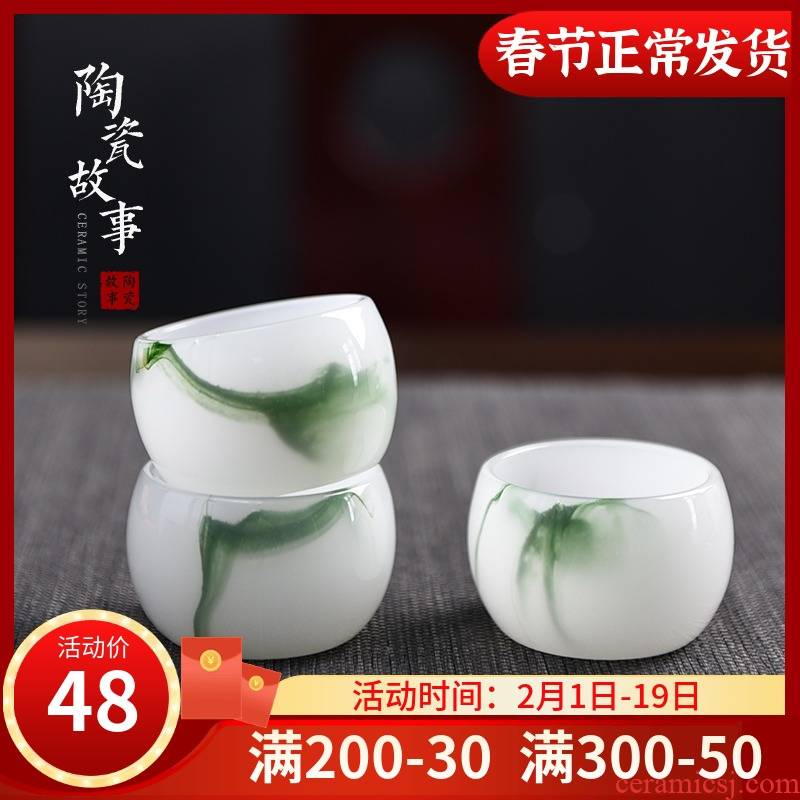 Ceramic story kung fu tea sample tea cup glass cup pure manual white porcelain master cup single cup small tea tea set