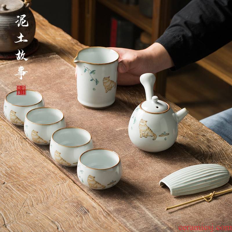 Jingdezhen Japanese your up kung fu tea pot set a small set of contracted and I home sitting room of a complete set of office