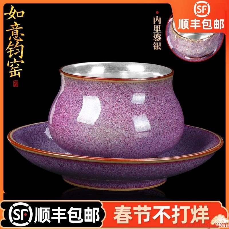Artisan fairy tea tasted silver gilding ceramic cups masterpieces of household pure manual with cups and saucers master cup sample tea cup single CPU