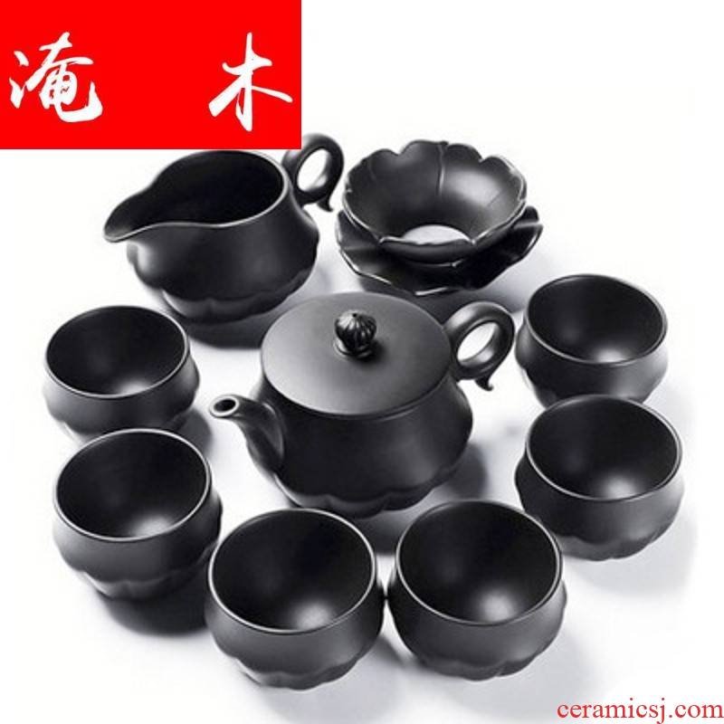 Submerged wood, ceramic purple kung fu tea set household yixing tea tea tureen of a complete set of the teapot gift boxes