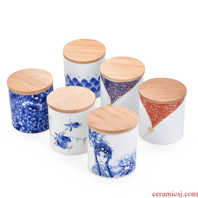 Hui shi ceramic pot seal POTS storage tank is blue and white opera masks made white porcelain tea pot