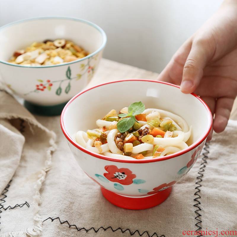 Nordic ins tall bowl home against hot hat to small rainbow such as bowl bowl hand - made rice bowls thickening single tableware