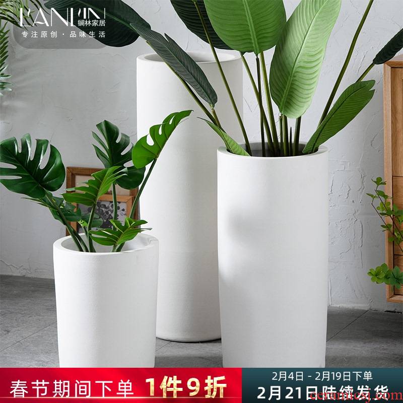 Ceramic vase large Nordic contracted landing a hydroponic plant furnishing articles indoor potted household adornment white flower pot