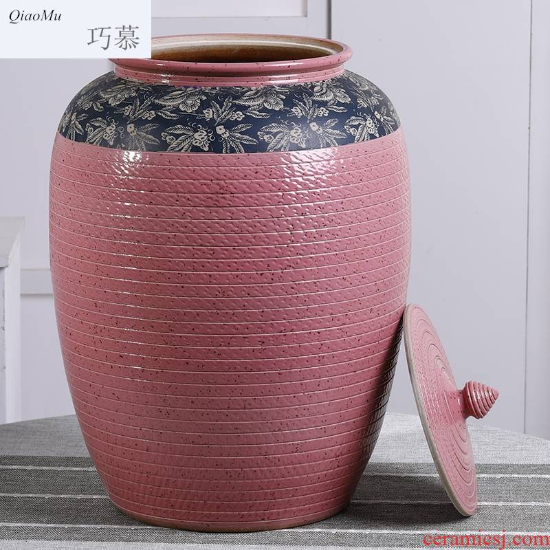 Qiao mu barrel of jingdezhen ceramics with cover with large capacity storage tank moistureproof insect - resistant 20 jins of 50 kg 100 catties