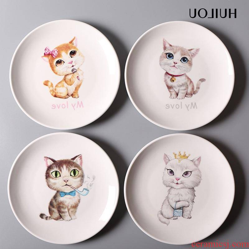 The 8 inch creative cartoon western kitchen ceramic plate of children 's tableware platter household vegetable dishes dishes to suit