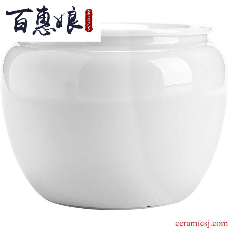 (niang dehua white porcelain was built in hot water ceramic dou small waste tea urn tea to wash to the trumpet with cover water to wash the tea taking