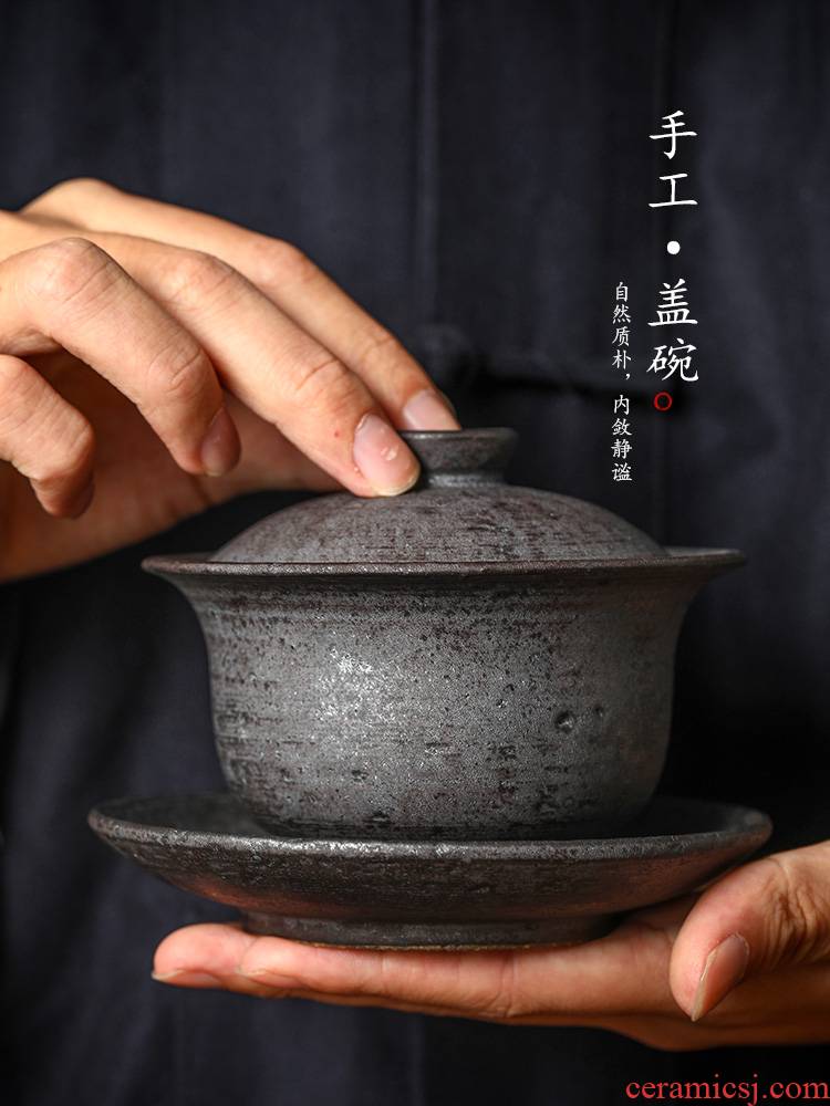Jingdezhen tea machine only three hand grasp the hot tureen tea cups large kung fu tea bowl with coarse TaoChun hand