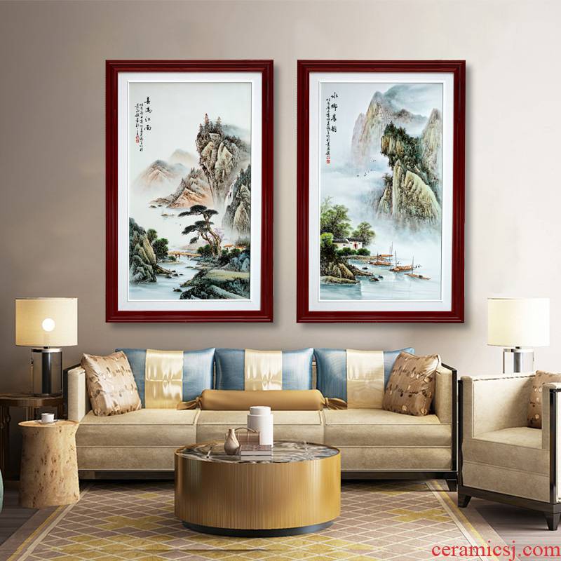 Jingdezhen hand - made famille rose porcelain plate landscapes hang a picture to study Chinese painter in the sitting room porch setting wall decoration