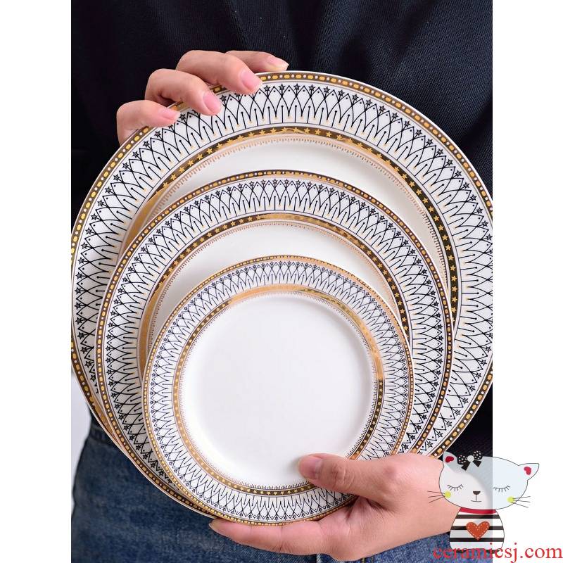 LED up phnom penh ceramic tableware suit household continental plate steak plate rice bowls soup plate dishes suit