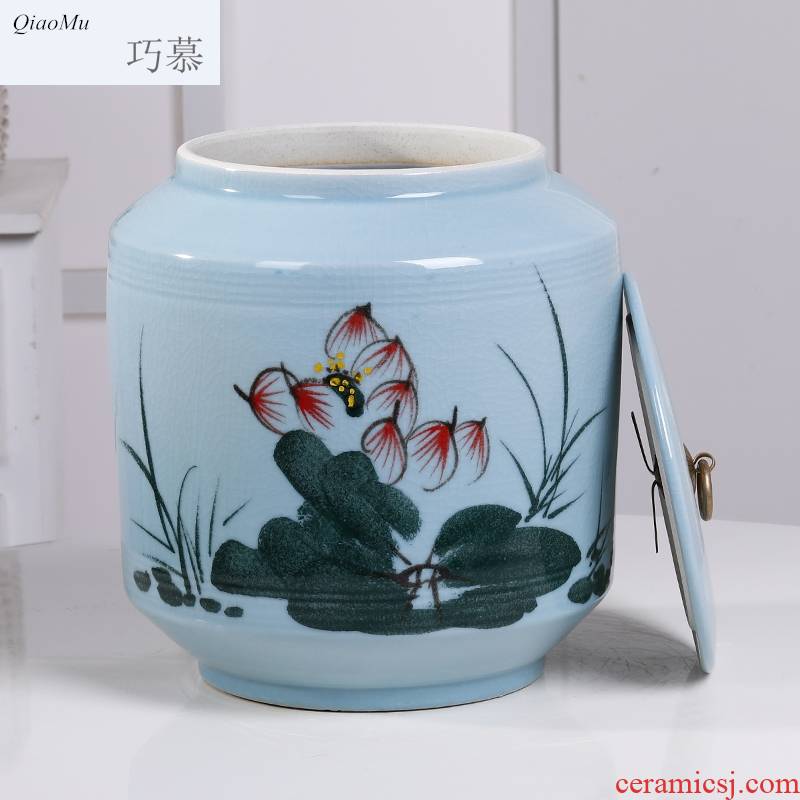 Longed for jingdezhen ceramic ice to crack the home opportunely/barrel of flour storage box cylinder barrel rice moisture storage