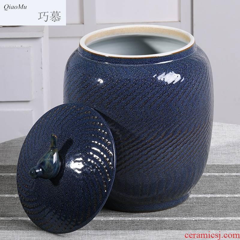 Qiao mu jingdezhen ceramic barrel storage bins with cover seal storage tank kg30 10 jins home moistureproof insect - resistant rice