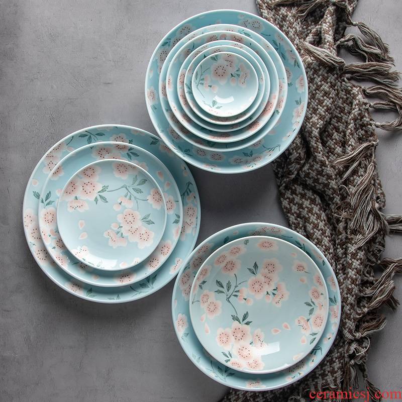 0 cherry blossom put platter of household ceramic bowl the Japanese tableware rice bowl dish beefsteak plate of the home stay facility