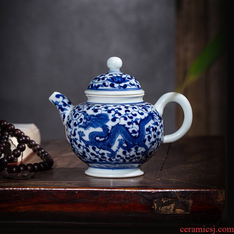 Blue and white teapot owl up jingdezhen ceramics by hand mercifully kung fu tea set branch lotus archaize longfeng lines compose ball pot