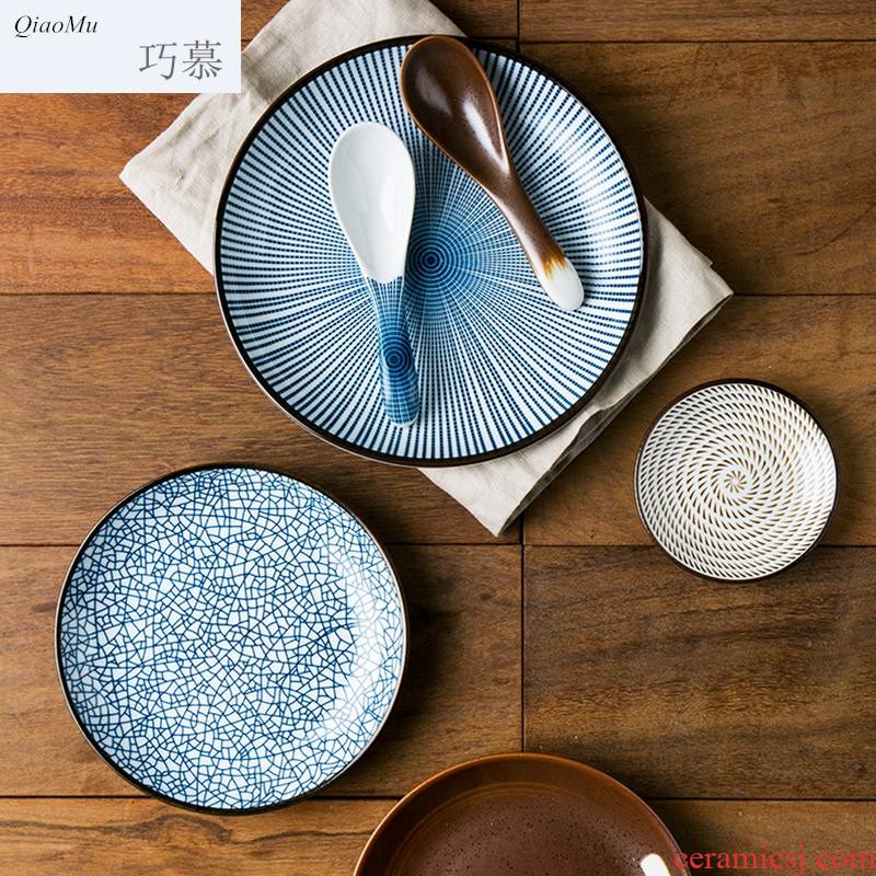 Qiao mu Japanese ancient ceramic plate western - style food dish plate disc rice bowls flavor dishes tableware suit household