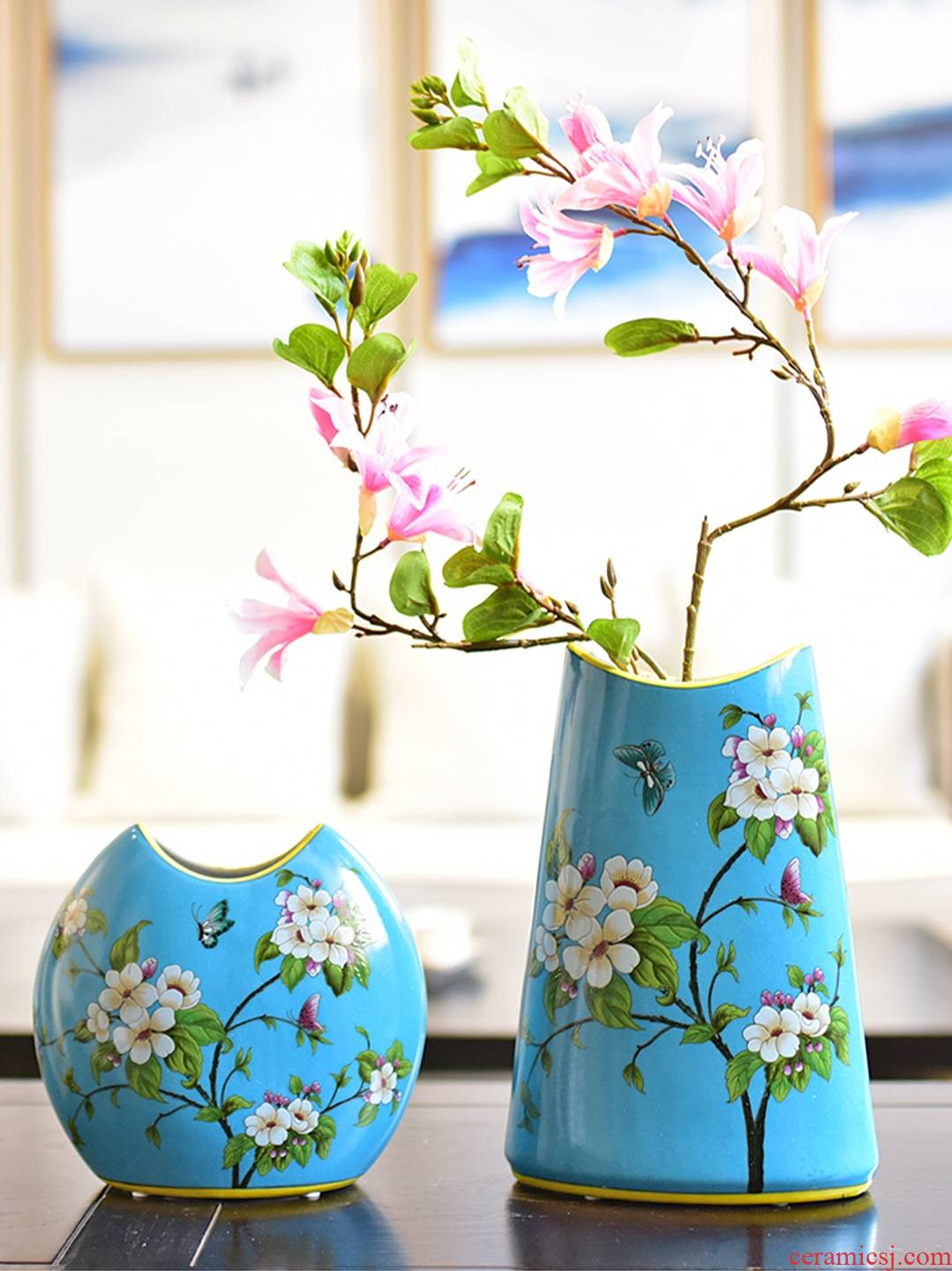New Chinese style of jingdezhen ceramic flower arranging TV ark, wine furnishing articles American the sitting room porch decoration home decoration