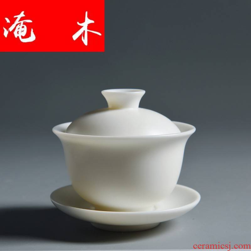 Submerged wood white marble dehua porcelain only three tureen white porcelain ceramic biscuit firing kung fu tea tea bowl hand - made tea cups