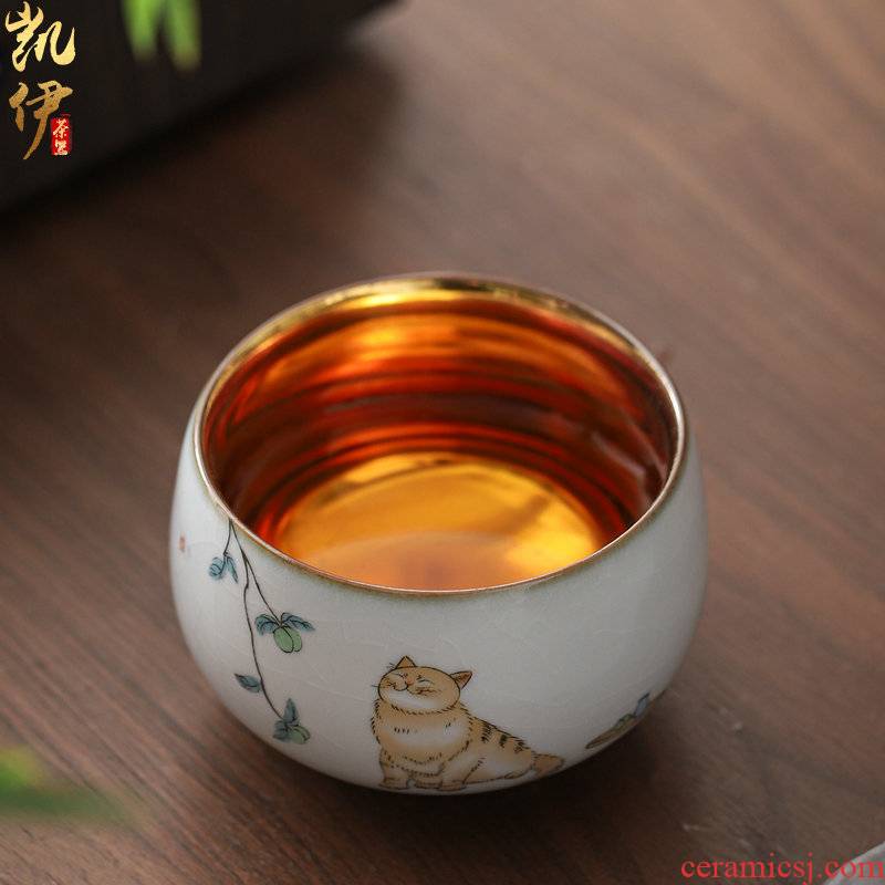 Gold on your up hand - made master cup sample tea cup of jingdezhen ceramic cat kung fu tea set silver cup tea cups