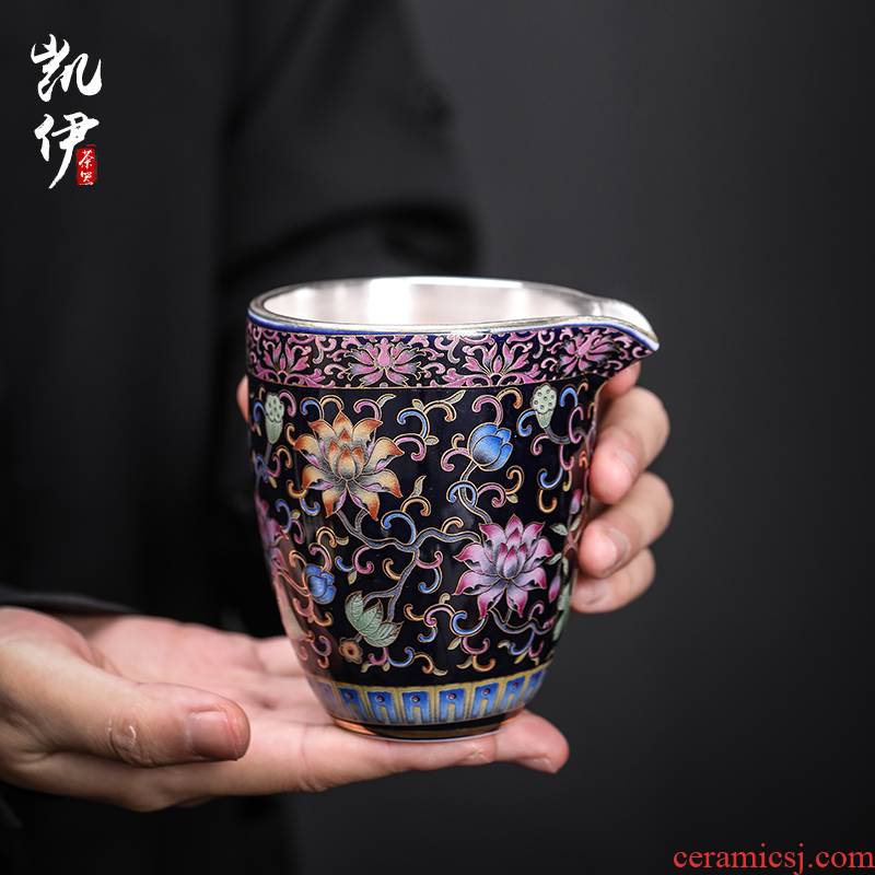 Colored enamel 999 coppering. As yinhua open prosperous kung fu tea set points accessories fair keller of tea ware jingdezhen ceramic tea sea