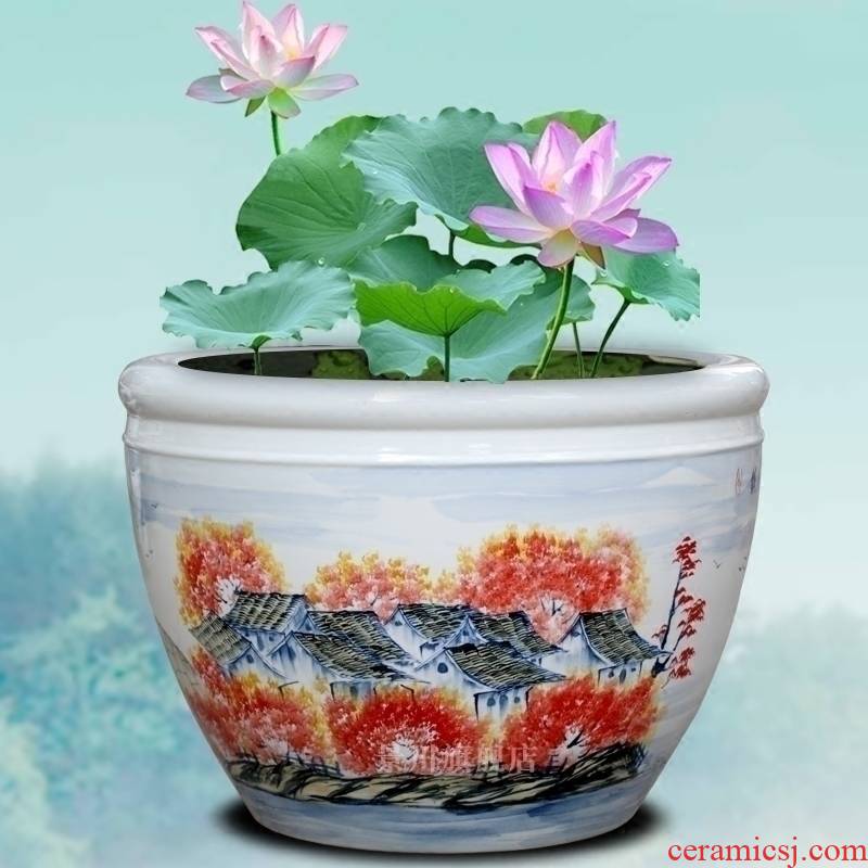 Hand - made nostalgia figure the goldfish bowl of jingdezhen ceramic turtle pond lily cylinder home sitting room courtyard of large furnishing articles