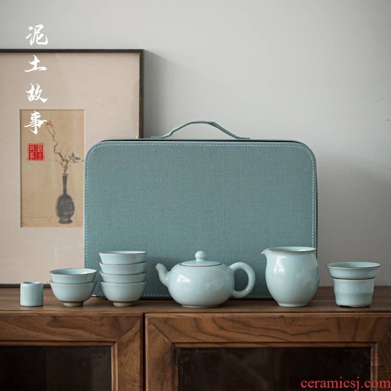 Jingdezhen azure pure manual your up kung fu tea set home sitting room tea ceramic cups xi shi pot