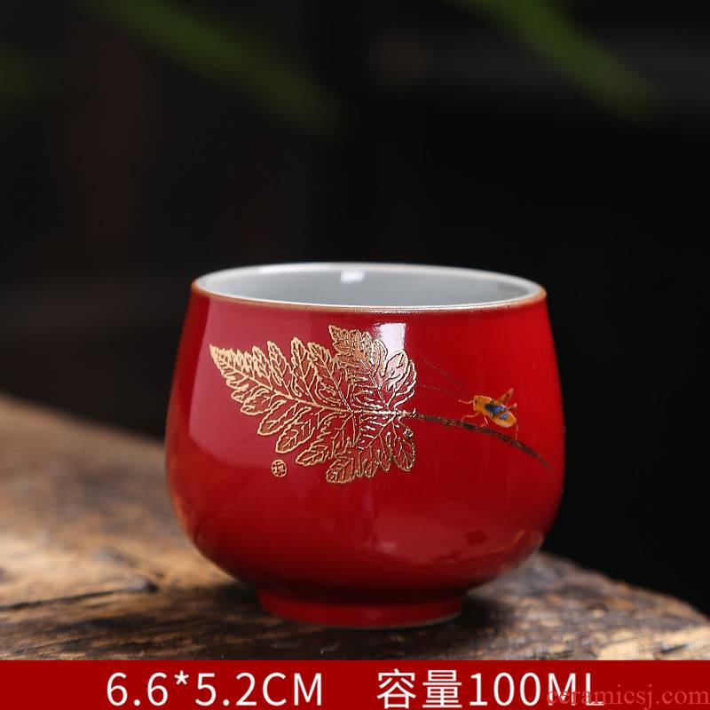 Jingdezhen golden cicada master cup single CPU contracted household kung fu tea cups ceramic sample tea cup a cup of tea
