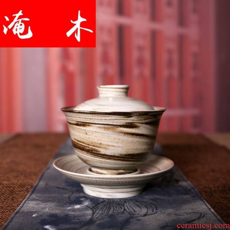 Submerged wood jingdezhen ceramic clay by hand twisted placenta all three tureen hand grasp pot of tea bowl of kung fu tea set