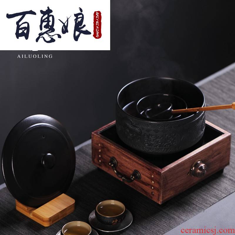 (niang health ceramic cooking to use electric TaoLu suit household modern black tea tea warm dry mercifully tea bowl