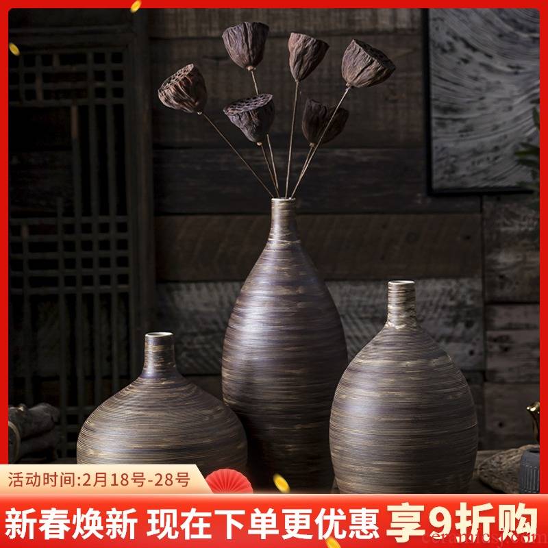 Zen Japanese small retro literary creative ceramic flower vases table dry flower adornment desktop furnishing articles
