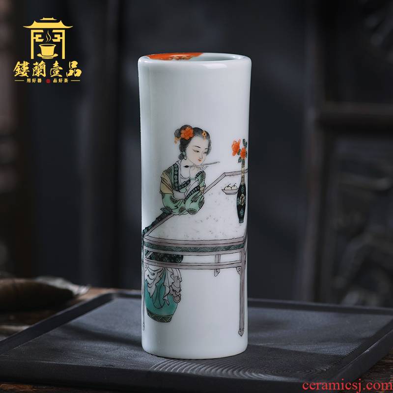 Hand - made colors) for the qing four treasures figure beauty hair brush pot brush pot furnishing articles all Hand jingdezhen characters