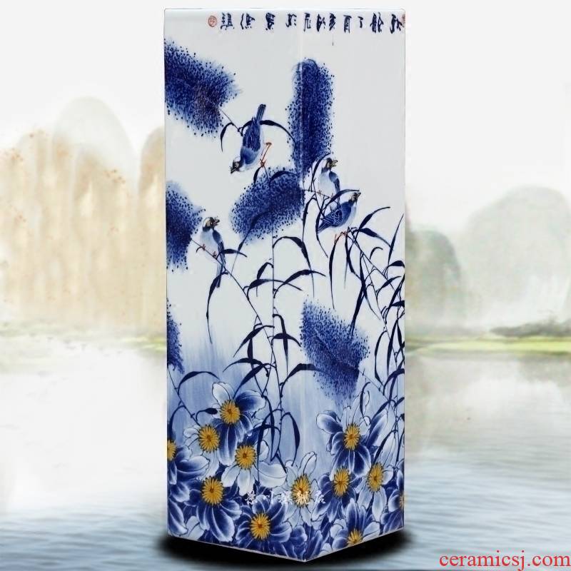 Cixin qiu - yun, jingdezhen blue and white porcelain hand - made figure square bottle home furnishing articles of sitting room mesa study hotel accessory products