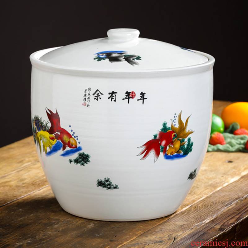 Jingdezhen ceramic barrel with cover loading ricer box 10 jins home 20 jins insect - resistant moistureproof mildew store meter box, meters as cans