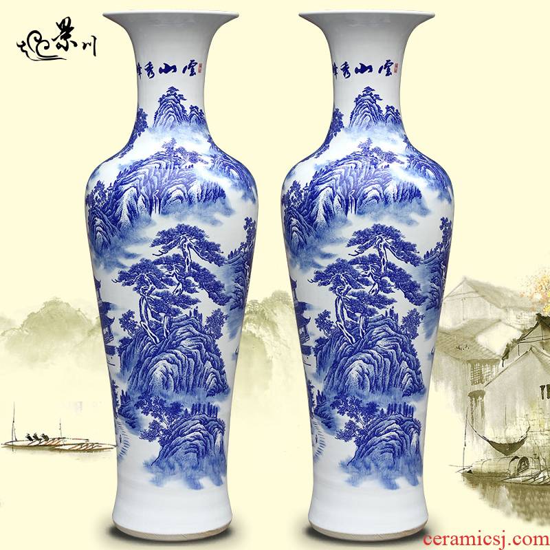 Jingdezhen ceramic hand - made yunshan xiufeng figure of large vases, sitting room of Chinese style household furnishing articles office accessories