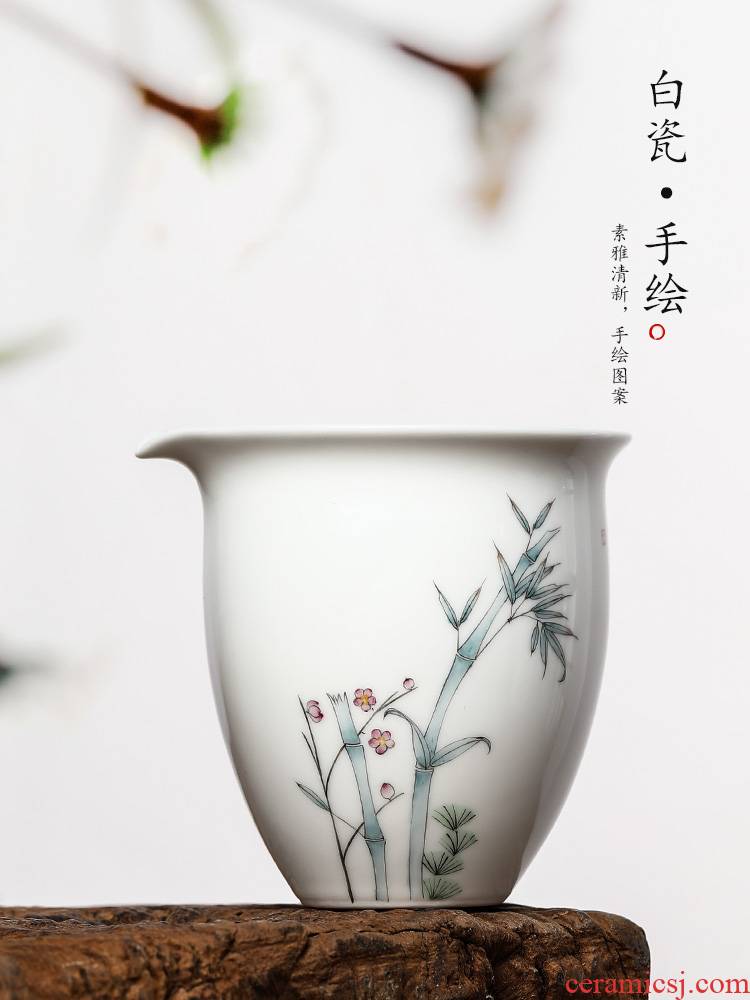Kung fu tea tea fair keller single jingdezhen pure manual white porcelain points, high temperature resistant fair hand - made ceramic pot