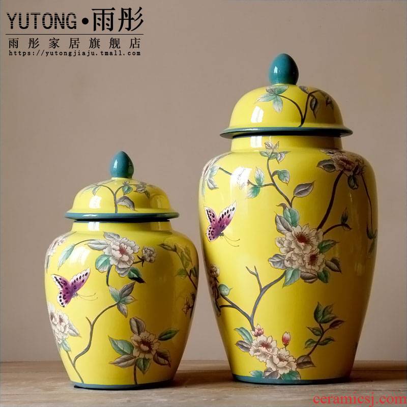 American country ceramic butterfly storage tank plate European model living room TV cabinet crafts home furnishing articles