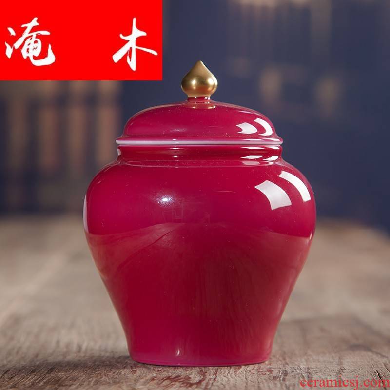 Submerged wood jingdezhen checking ceramic hand - made carmine gold teapot kung fu tea set single pot of tea pot