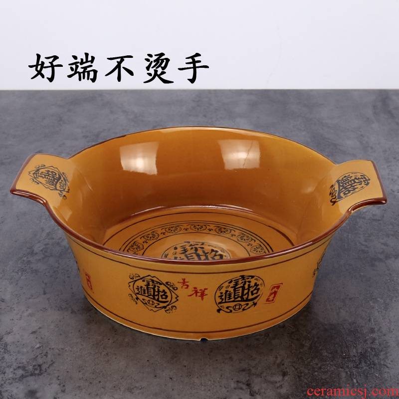 Ears against the hot ceramic large take the food bowl of boiled fish pickled fish basin of sichuan spicy pot soup bowl bowl bowl