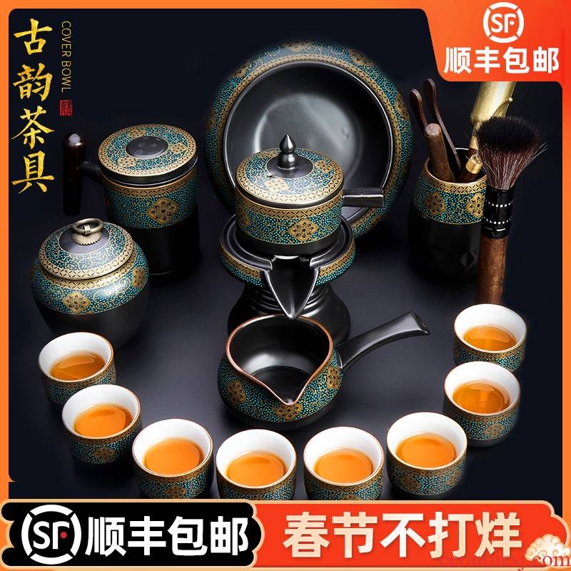 Artisan fairy lazy people make tea tea set suit pure manual household kung fu tea set automatic restoring ancient ways hot ceramic package