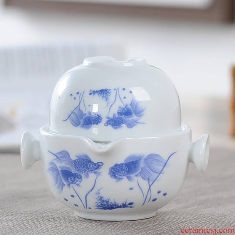 Travel tea set a pot of a individual cup hand - made porcelain ceramic portable office teapot tea crack cup