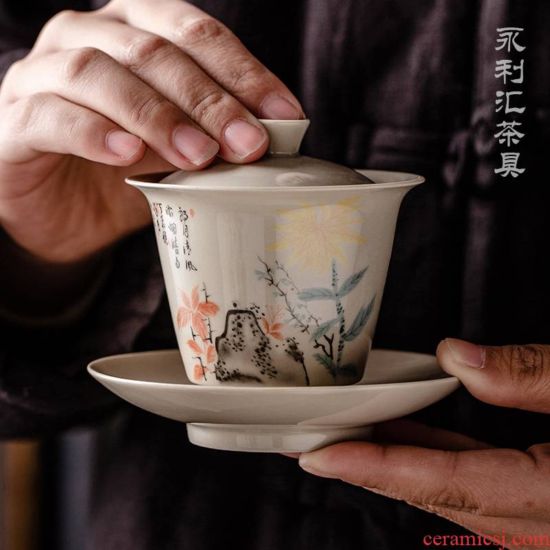 Public remit only three tureen horseshoe a single small tea cup bowl kung fu tea set three fort jingdezhen ceramics
