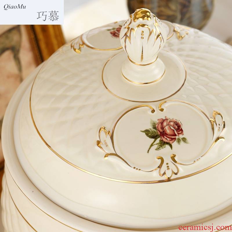 Qiao mu barrel ceramic European - style ricer box with cover 20 jins home 10 kg kitchen receive a case barrels of flour 5 kg